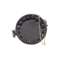 valentin rockstud black patent leather studded gold chain circle crossbody bag