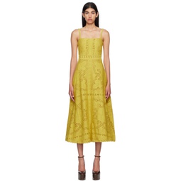 Yellow Jacquard Midi Dress 231476F054001