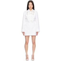 White Embroidered Minidress 241476F052016