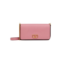 VLogo Signature Grainy Calfskin Pouch With Chain