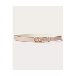 Vlogo Signature Reversible Belt In Shiny Calfskin With Pearls 20 Mm