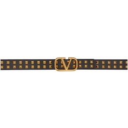 Black Studded VLogo Belt 212807F001005