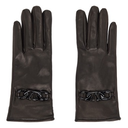 Black VLogo Chain Gloves 222807F012000