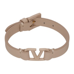 Pink Leather VLogo Bracelet 231807F020010