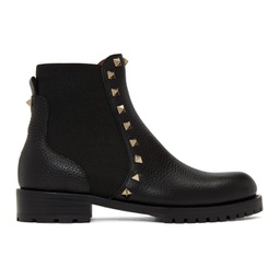 Grained Leather Rockstud Boots 212807F113005
