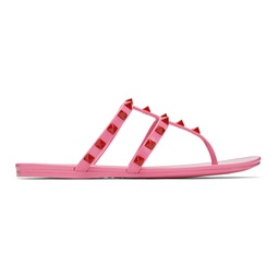 Pink Rubber Rockstud Sandals 221807F124047