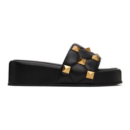 Black Roman Stud Slide Sandals 221807F124023