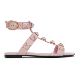 Pink Roman Stud Flat Sandals 221807F124016