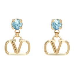 Gold & Blue VLogo Signature Earrings 232807F022022