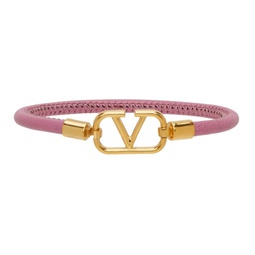 Pink Leather VLogo Bracelet 212807F020032