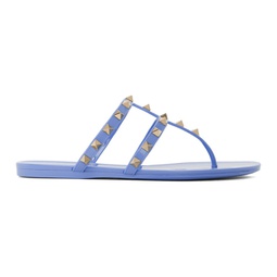 Blue Rockstud Flat Rubber Sandals 241807F124008