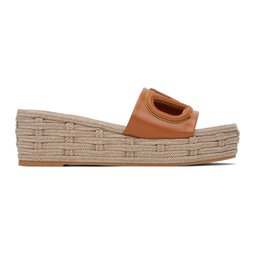 Tan VLogo Cutout Sandals 241807F124014