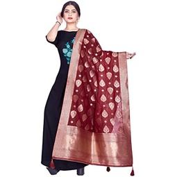 Vardha Womens Dupatta For Indian wear Scarf Shawl Wrap Banarasi Art Silk Woven Only Dupatta for Kurti Salwar Suit