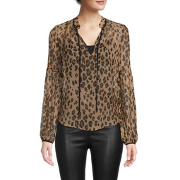 Charen Leopard Print Silk Top