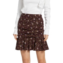 Taras Ruched Silk Mini Skirt