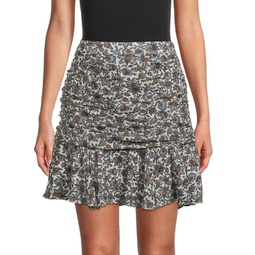 Taras Floral Silk Mini Skirt