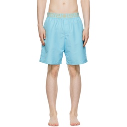 Blue Greca Border Swim Shorts 222653M208013