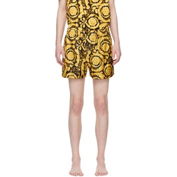 Black   Yellow Barocco Pyjama Shorts 241653M218008