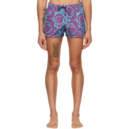 Blue   Purple Barocco Swim Shorts 222653M208032