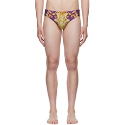 Purple Polyester Swim Briefs 221653M208039