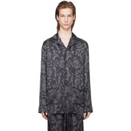 Black Barocco Pyjama Shirt 241653M218005