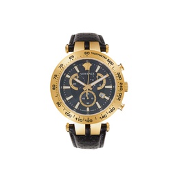 Bold Chrono 46MM Yellow Gold IP Stainless Steel & Leather Strap Watch