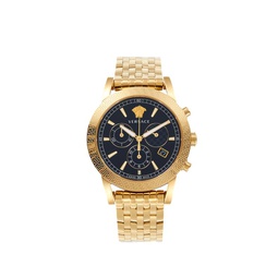 Sport Tech 38MM IP Yellow Goldtone Stainless Steel Bracelet Chronograph Watch