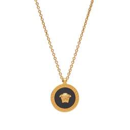 Versace Small Medusa Medallion Necklace Black & Gold