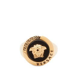 Versace Logo Medusa Signet Ring Black & Gold