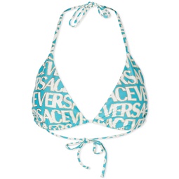 Versace All Over Logo Triangle Bikini Top Multi