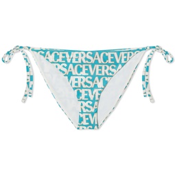 Versace All Over Logo Triangle Bikini Bottom Multi