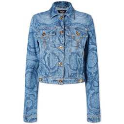 Versace Baroque Print Denim Jacket Medium Blue
