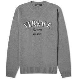 Versace Milano Embroidered Knit Medium Grey