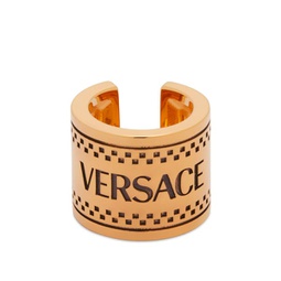 Versace Chunky Logo Ring Gold & Black