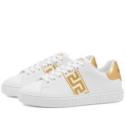 Versace Greek Sole Embroidered Band Sneaker White & Gold