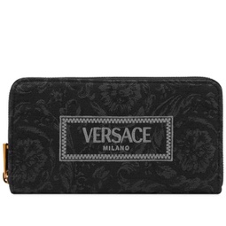 Versace Long Wallet In Embroidery Jacquard Black Versace Gold