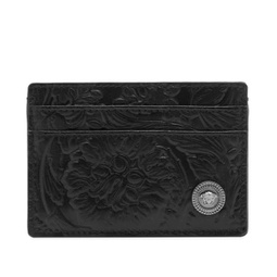 Versace Barocco Embossed Leather Card Holder Ruthenium