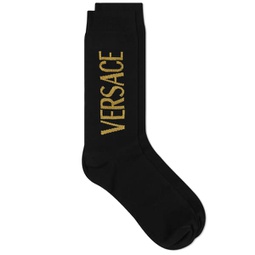 Versace Logo Sock Black & Gold