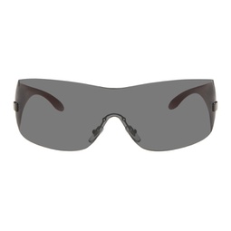 Gunmetal Wraparound Sunglasses 241404M134036