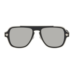 Black & Silver Medusa Retro Charm Sunglasses 232404M134019