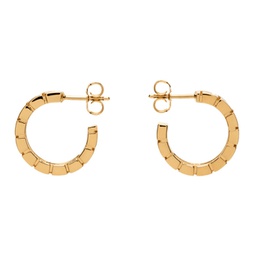 Gold Greca Hoop Earrings 241404M144001