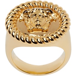 Gold Medusa Ring 241404M147032