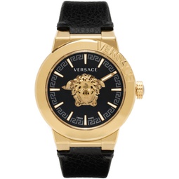 Black & Gold Medusa Infinite XL Watch 241404M165007