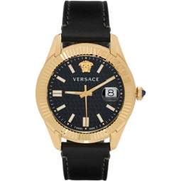 Black & Gold Greca Time Watch 241404M165004