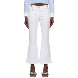 White Cropped Flared Jeans 241404F069000