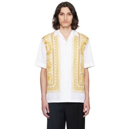 White & Gold Barocco Shirt 241404M192029