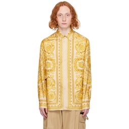 Beige & Yellow Barocco Shirt 241404M192020