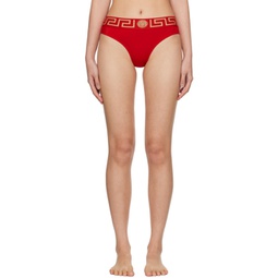 Red Greca Border Bikini Bottoms 241653F105037