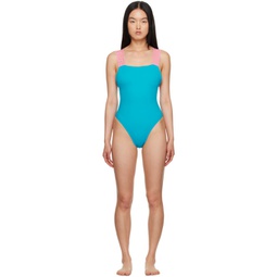 Blue Greca One-Piece Swimsuit 232653F103001