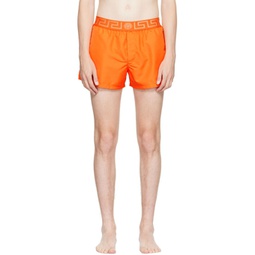 Orange Greca Swim Shorts 222653M208022
